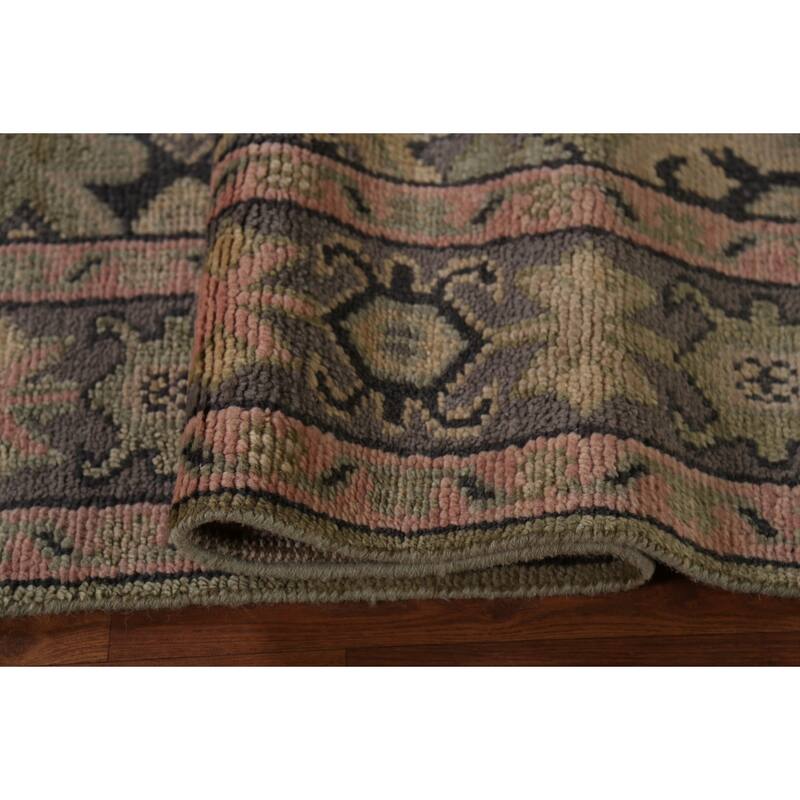 Green Geometric Heriz Serapi Indian Area Rug Handmade Wool Carpet - 7'10"x 9'11"