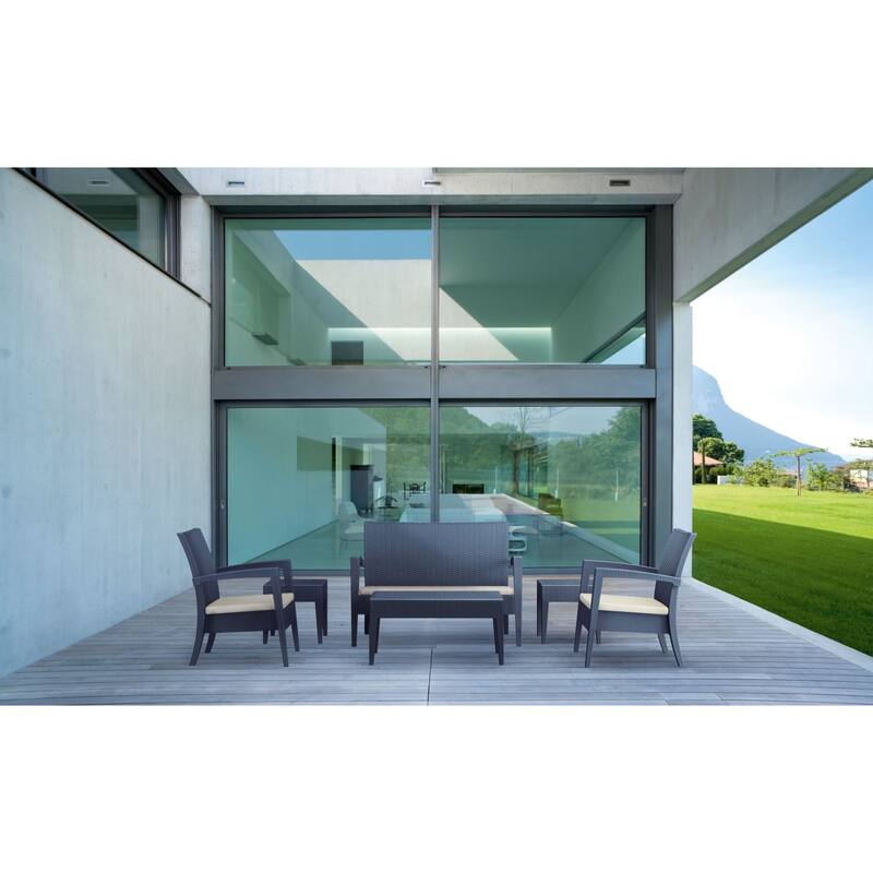 36" Gray Outdoor Patio Wickerlook Rectangular Coffee Table