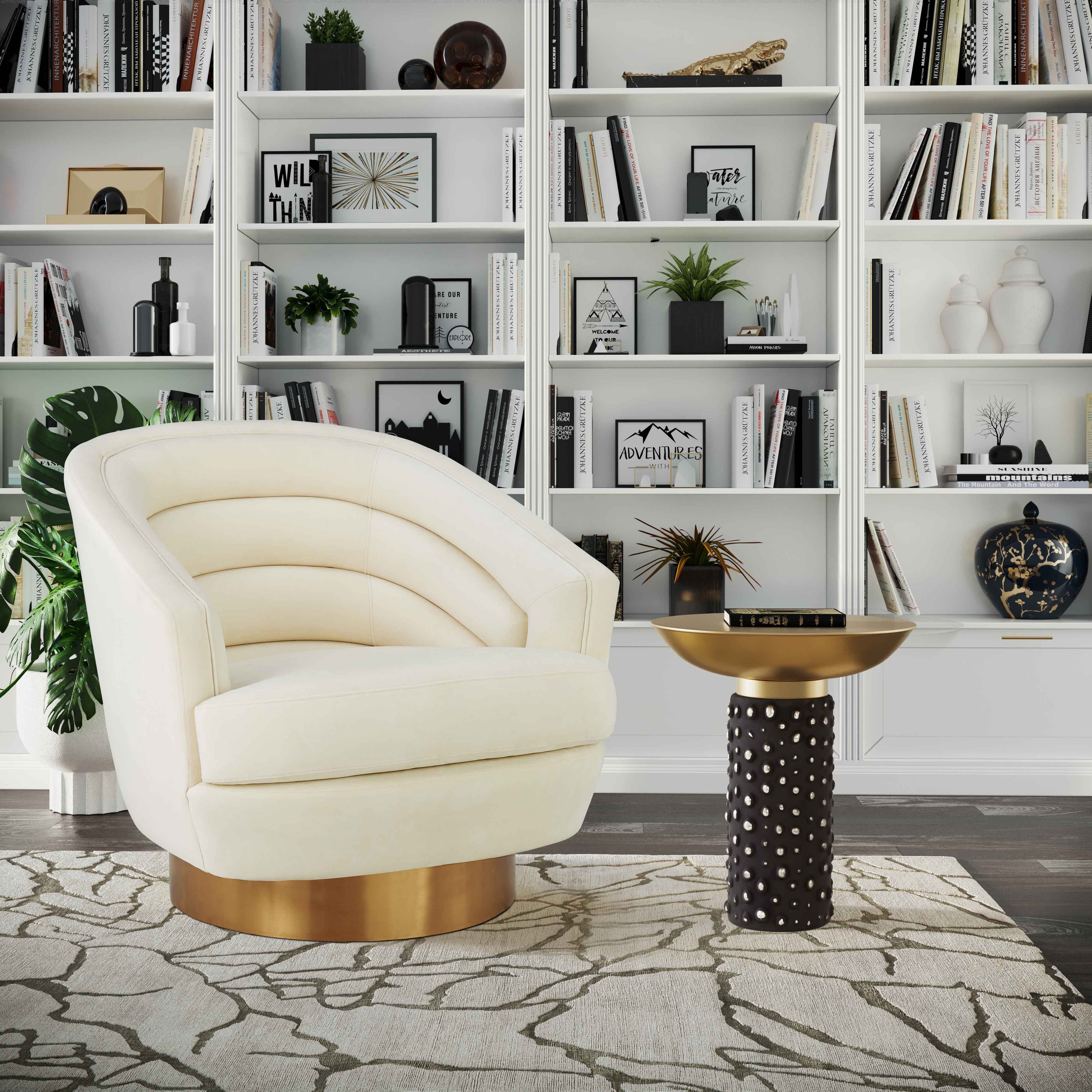 TOV Furniture Canyon Cream Velvet Swivel Chair