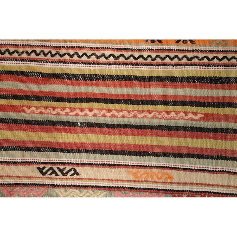 Hand Woven Oriental 100% Wool Carpet Southwestern Tribal Multi-Colored Kilim Area Rug - 9' 0'' X 5' 0''