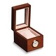 preview thumbnail 2 of 0, Curata Matte Cherry Finish Quartz Movement Clock Glass Lid Velour Lined Wooden Single Watch Storage Case