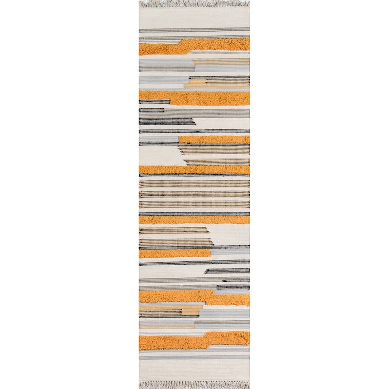 Novogratz by Momeni Indio Feliz Hand-Woven Wool Area Rug - 2'3" X 7'10" - Mustard - Runner