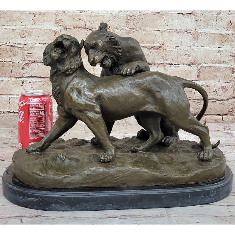 Charles Valton - Preludes To Love - Bronze Sculpture Of Two Tigers On Marble Base