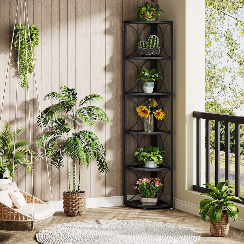67" Tall Corner Shelf, Corner Bookshelf Bookcase Standing Shelving Unit