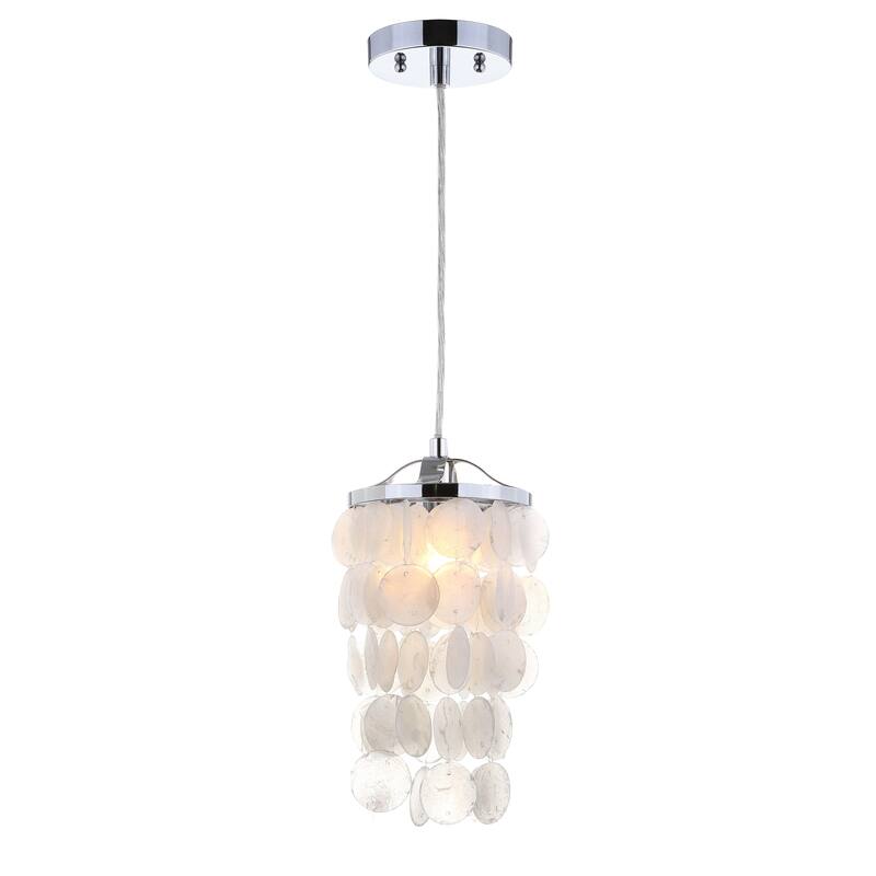 Nova 7" Seashell LED Pendant Pendant, White/Chrome by JONATHAN Y