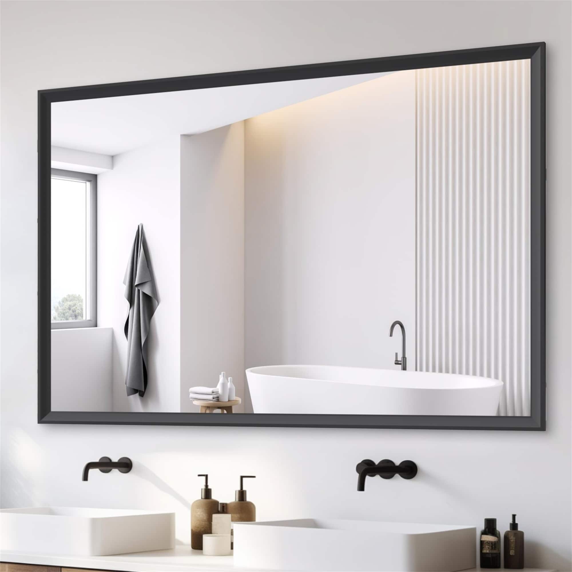 60" x 40" Oversized Rectangle Bathroom Wall Mirror with Aluminum Frame