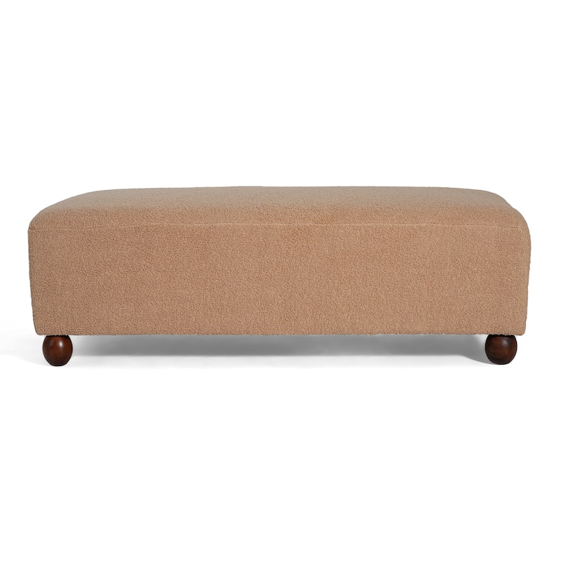 Christopher Knight Home - Modern Comfort Boucle Upholstered Ottoman Bench with Solid Wood Legs