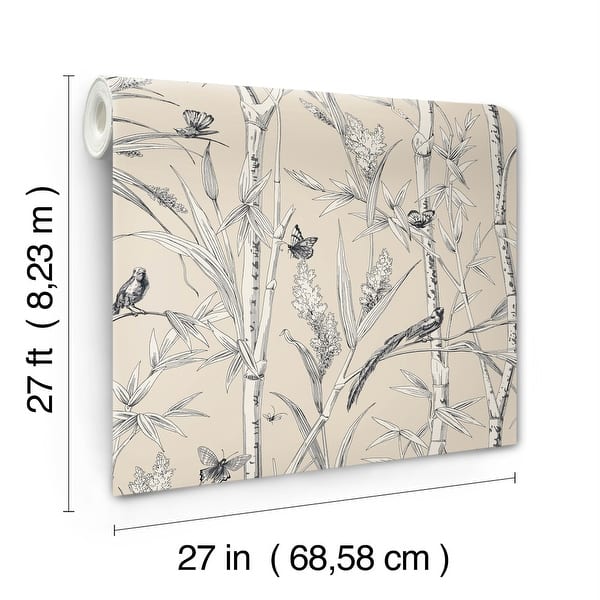 York Wallcoverings Bambou Toile Beige Wallpaper Bed Bath & Beyond