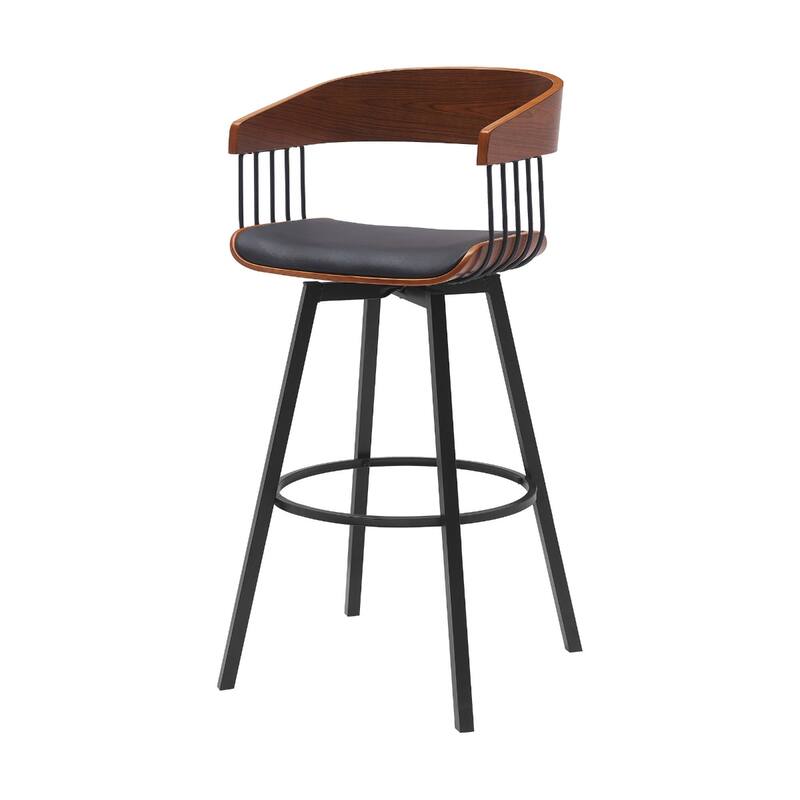Modern Swivel Bucket Seat Bar Stool with Footrest and Armsrest Metal Frame for Kitchen Island