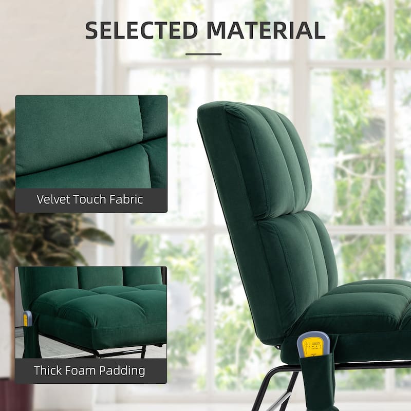 HOMCOM Accent Chair with Ottoman, Velvet Club Chair with Vibration Massage, Remote Control and Metal Legs