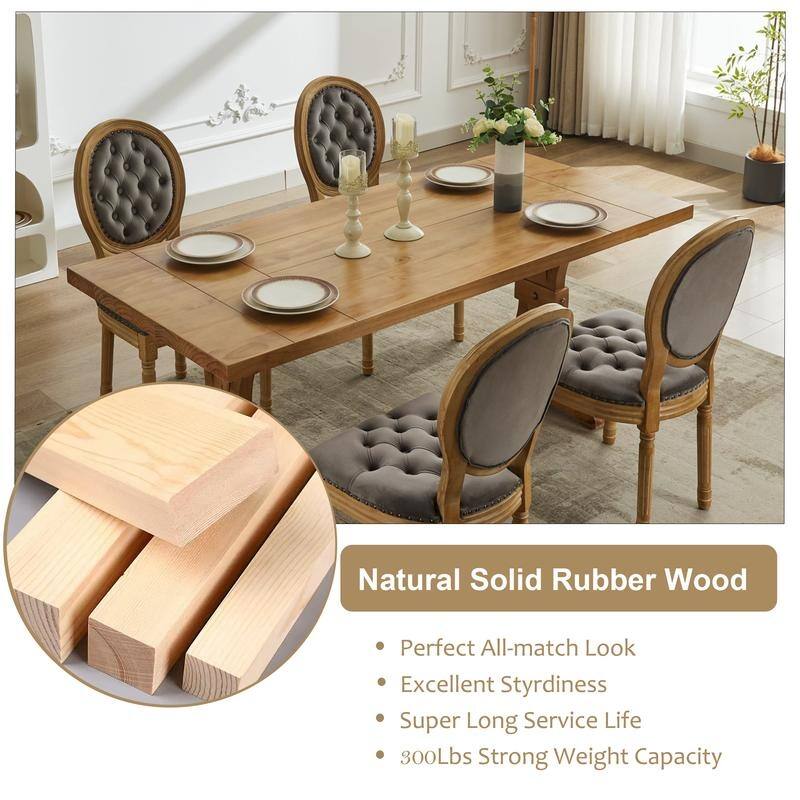 French Style Solid Wood Dining Chair with Nailhead Set of 4