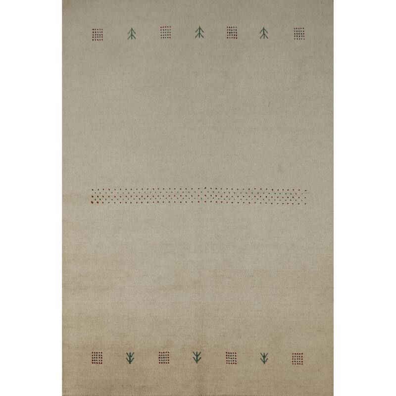 Hand Knotted Oriental 100% Wool Carpet Tribal Tribal Beige & Ivories Gabbeh Area Rug - 7' 4'' X 5' 2''