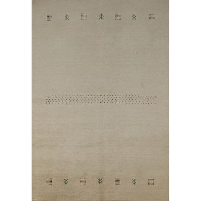 Hand Knotted Oriental 100% Wool Carpet Tribal Tribal Beige & Ivories Gabbeh Area Rug - 7' 4'' X 5' 2''