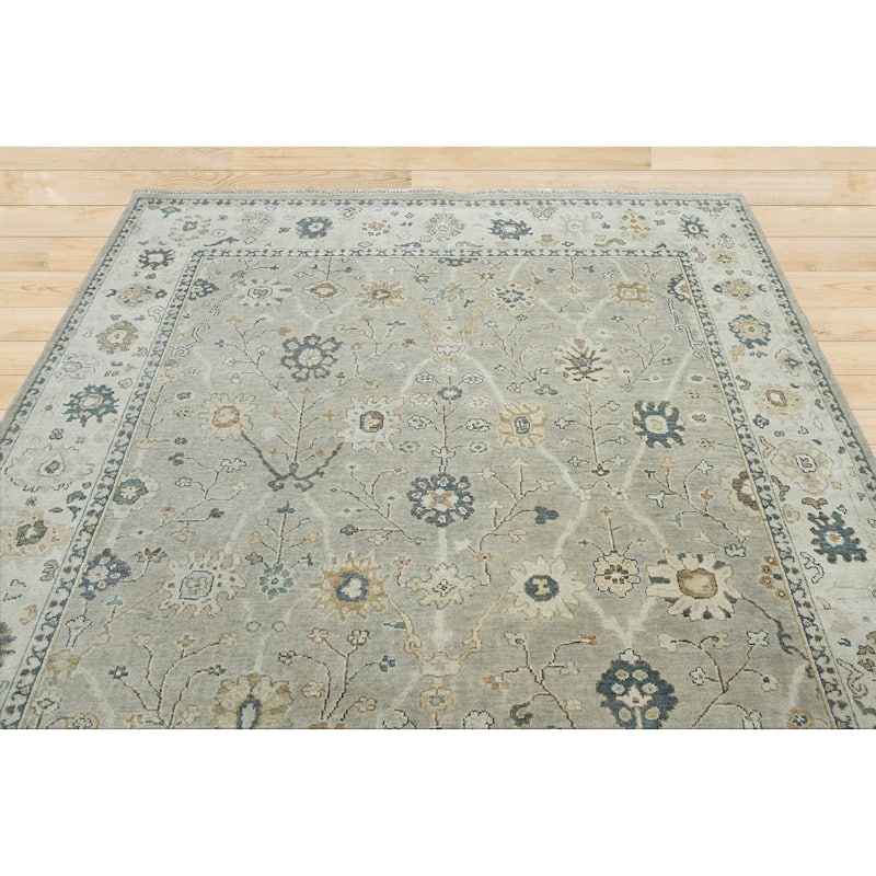 LoomBloom Multi Size Gray Hand Knotted Wool Oushak Rug