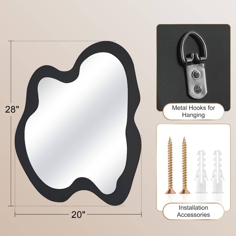 Wood Frame Decorative Asymmetrical Mirror Irregular Wall Mirror