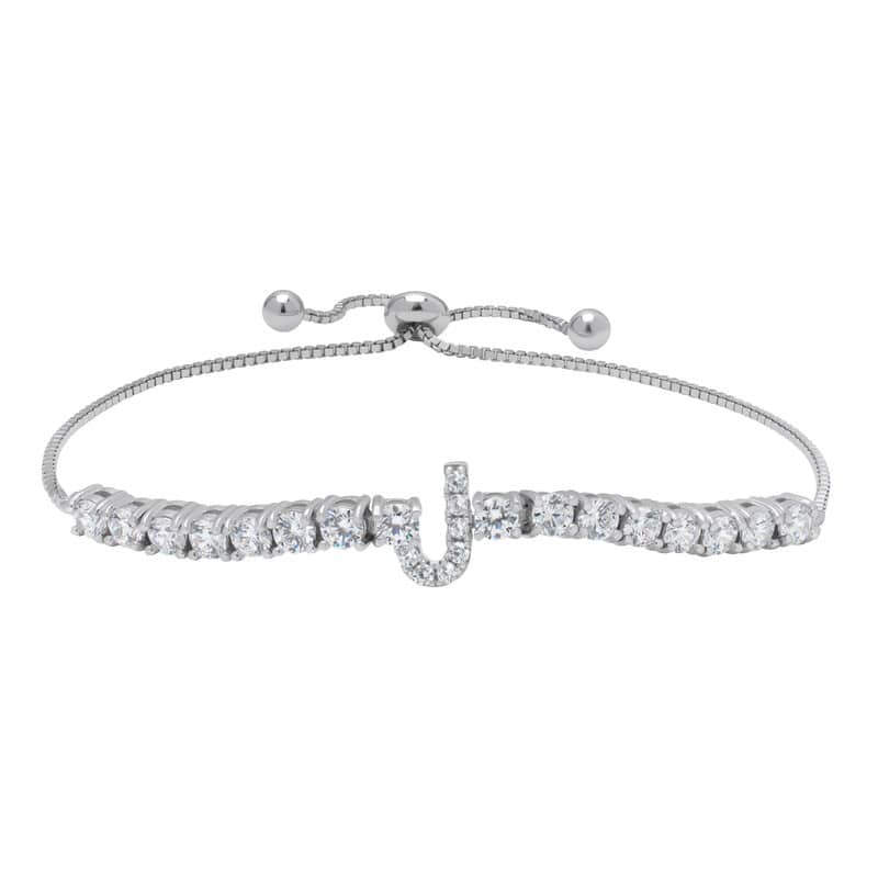 Victoria Townsend .925 Sterling Silver Cubic Zirconia Initial Adjustable Bracelet