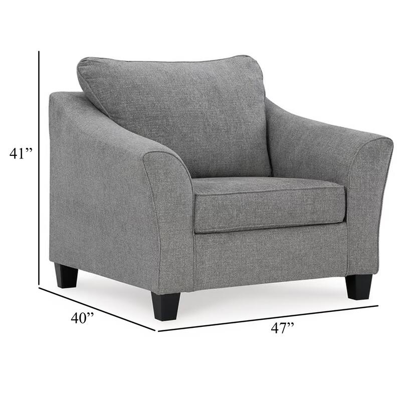 Onia Oversized Accent Chair, Black Faux Wood, Smoke Gray Polyester