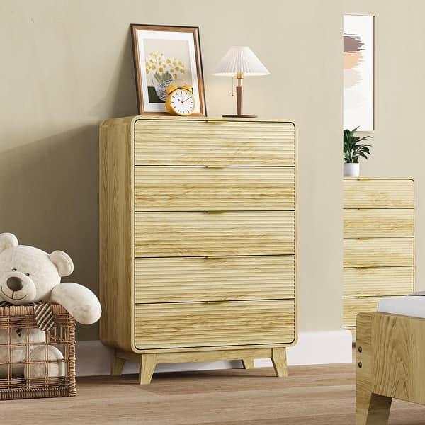 tall gold dresser Pacific Landing Kendall 6-Drawer Dresser in Gold and White