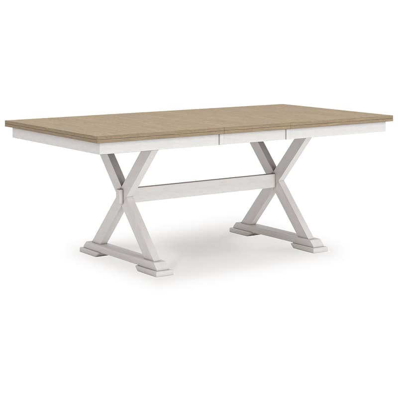 Signature Design by Ashley Westlinport Antique White/Brown Dining Butterfly Extension Table - 40" W x 78" D x 30" H