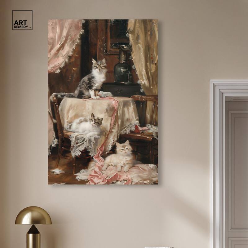 Kittens at the Table Canvas by Art Remedy, Gallery Wrapped