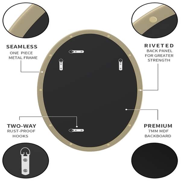 Metal Frame Oval Wall Mirror with MDF Backboard for Bathroom ...