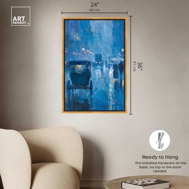 Art Remedy London Nights Framed Impressionism 1 Piece Canvas Wall Art /Monet And Van Gogh Inspired Art