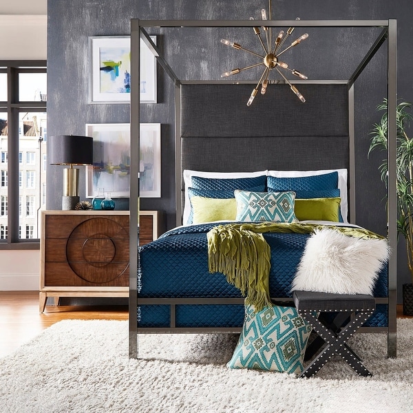 Black and shop gold canopy bed