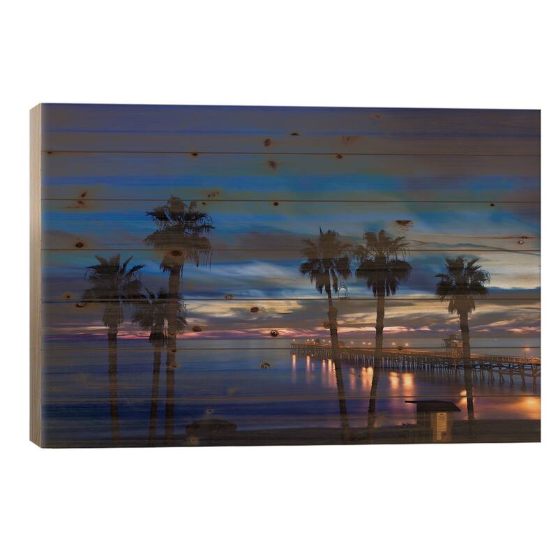 Silhouette of palm trees on the beach, San Clemente, Orange County, California, USA Print On Wood by Panoramic Images - 18x26x1.5