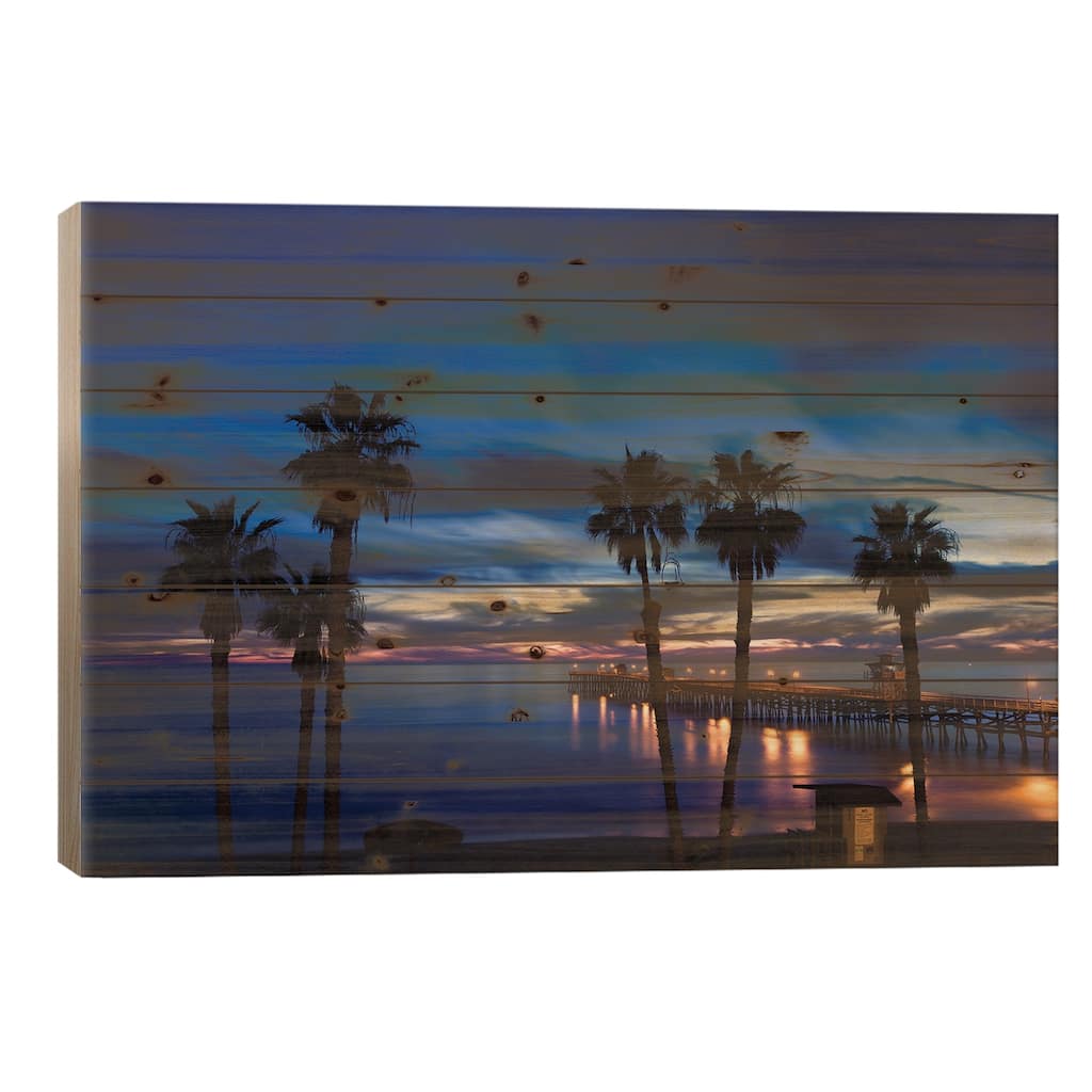 Silhouette of palm trees on the beach, San Clemente, Orange County, California, USA Print On Wood by Panoramic Images