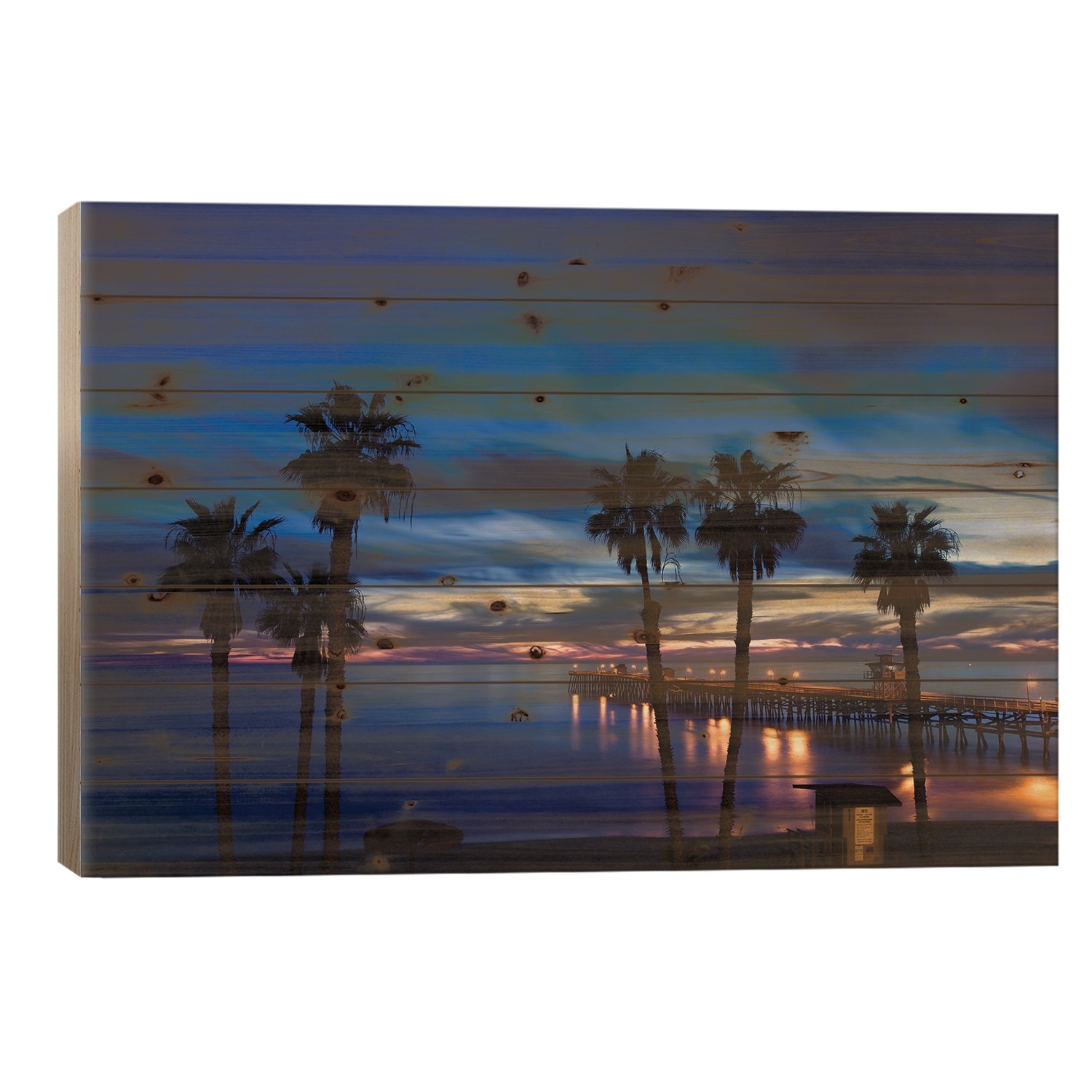 Silhouette of palm trees on the beach, San Clemente, Orange County, California, USA Print On Wood by Panoramic Images