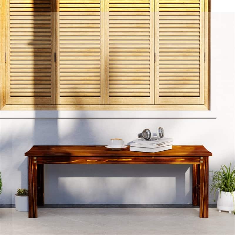 Solid Pine Wood Two-Seat Garden Bench with Slatted Seat - 47.2" L x 16.5" W x 16.5" H