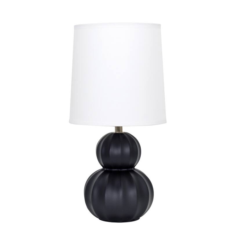 Stacked Double Gourd Ceramic Table Lamp with Tapered Shade - 12.5" - Black