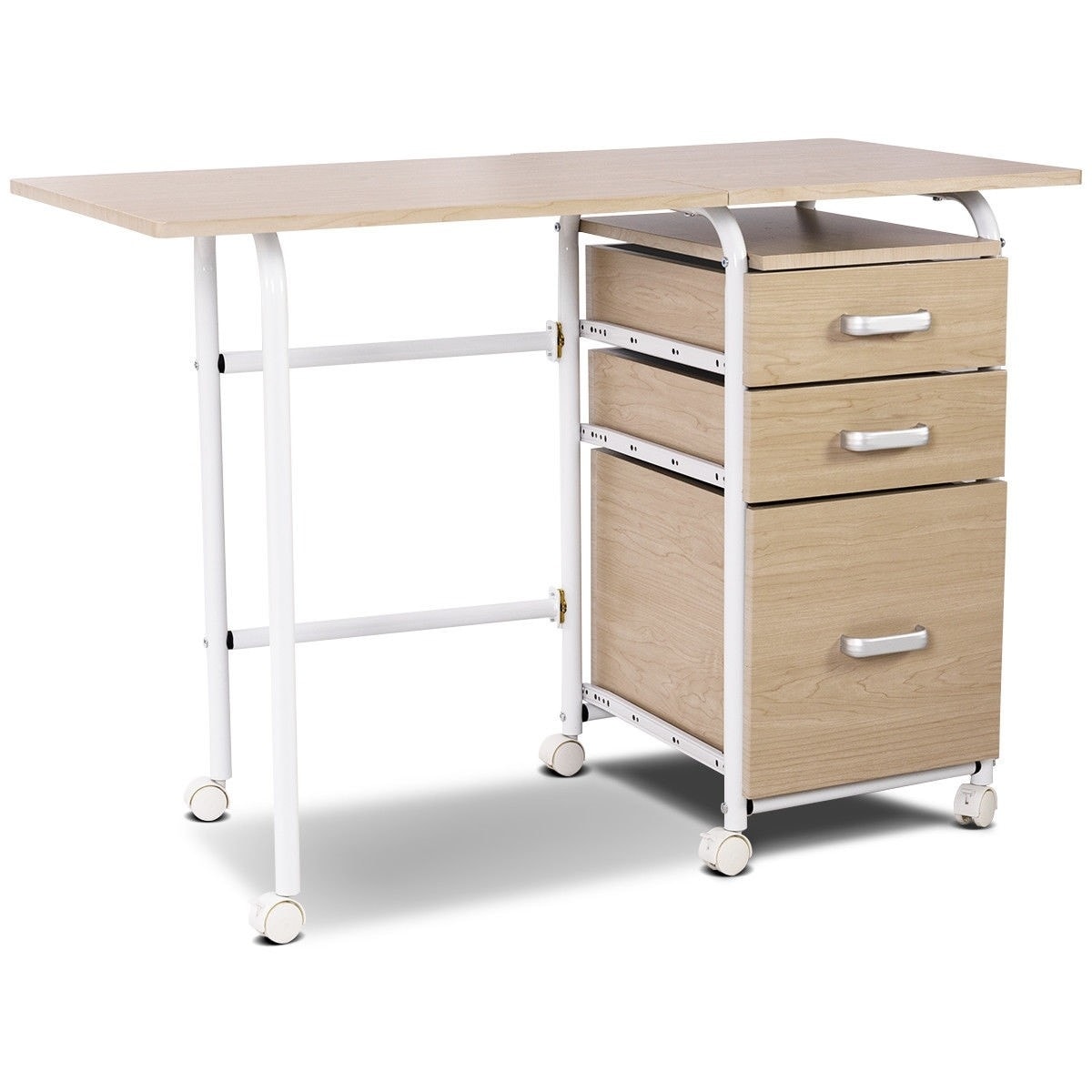 Folding Computer Laptop Desk Wheeled Home Office Furniture Bed