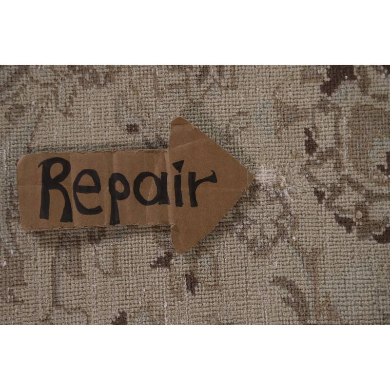 Hand Knotted Oriental 100% Wool Carpet Traditional Floral Beige & Ivories Kashan Area Rug - 12' 5'' X 9' 5''