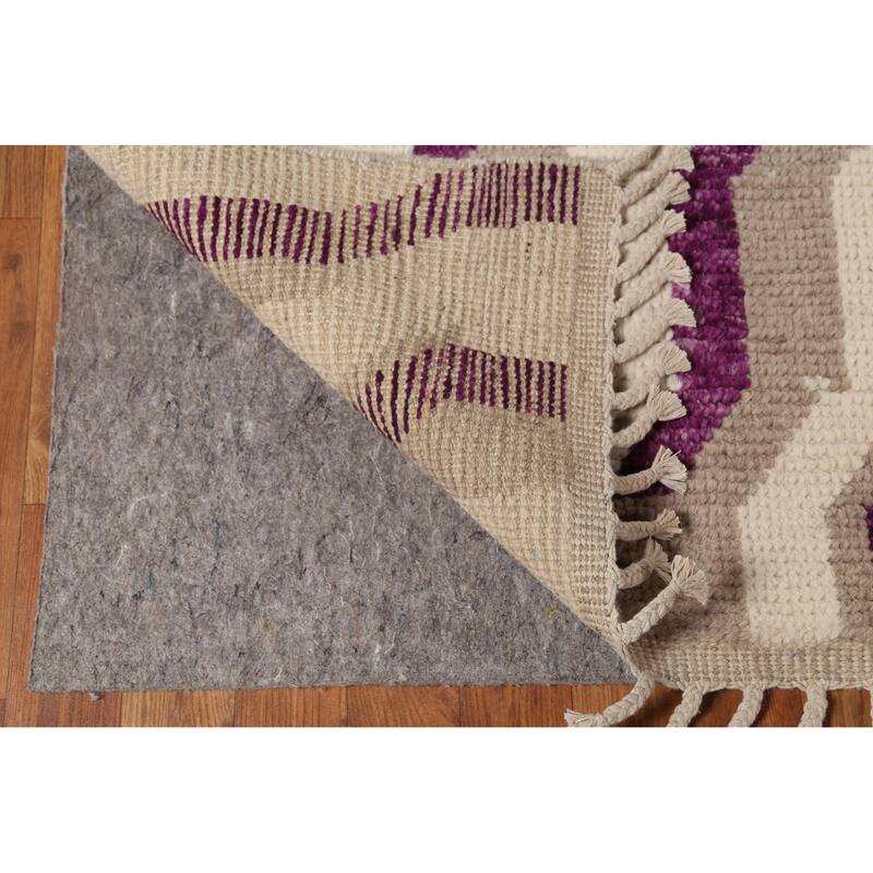 Earth Tone Moroccan Large Area Rug Handmade Beige Wool Carpet - 9'10"x 14'5"