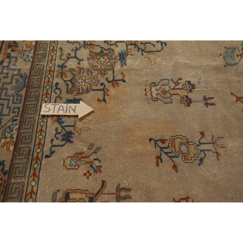 Hand Knotted Oriental 100% Wool Carpet Traditional Medallion Brown Art Deco Area Rug - 11' 1'' X 8' 7''