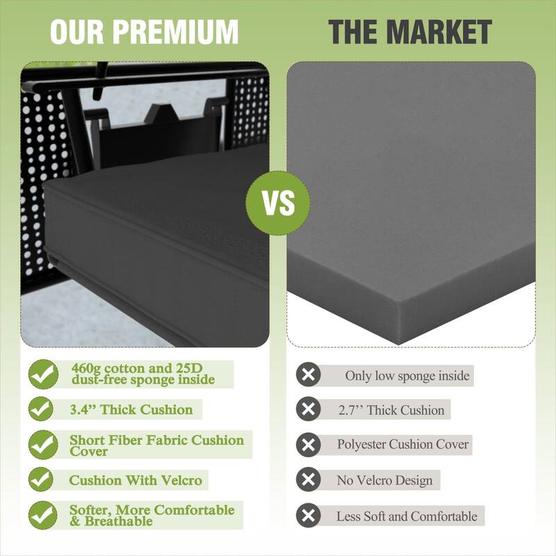 VEIKOUS 3-Seat 2-in-1 Convertible Patio Porch Swing with Adjustable Canopy Swing and Cushion