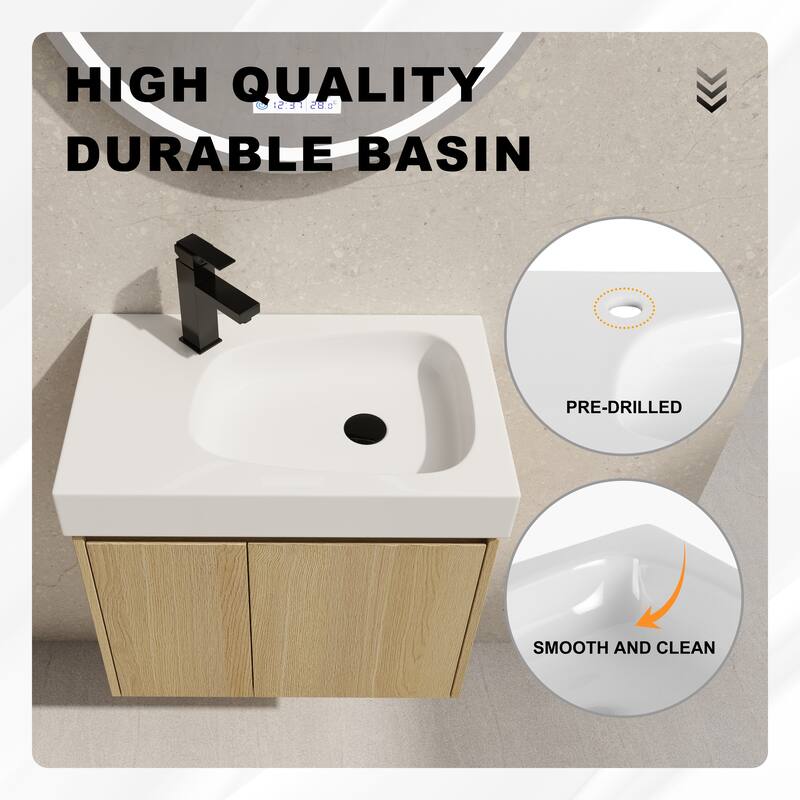 Beingnext 16''/20''/24"/30"/36" Bathroom Vanity with Sink, Floating Bathroom Vanity with Soft Close Door