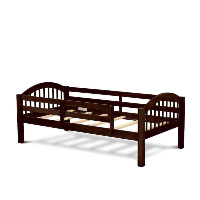 Twin Over Twin Bunk Bed with Ladder & Guardrail - Vintage Style Kids Bedroom Furniture