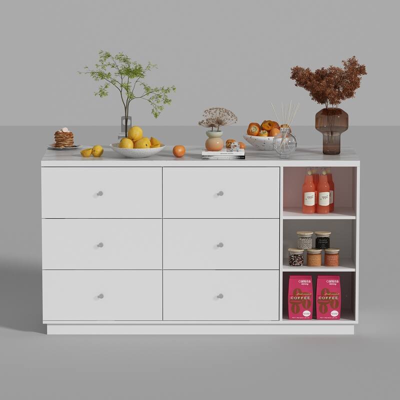 White Sideboard with Ample Organizing Compartments for the Modern Home - 63"