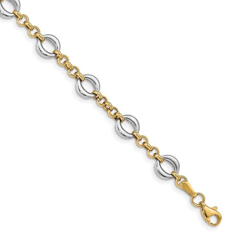 Curata 7.75mm 14k Two tone Gold Polished Fancy Link Bracelet 7.5 Inch