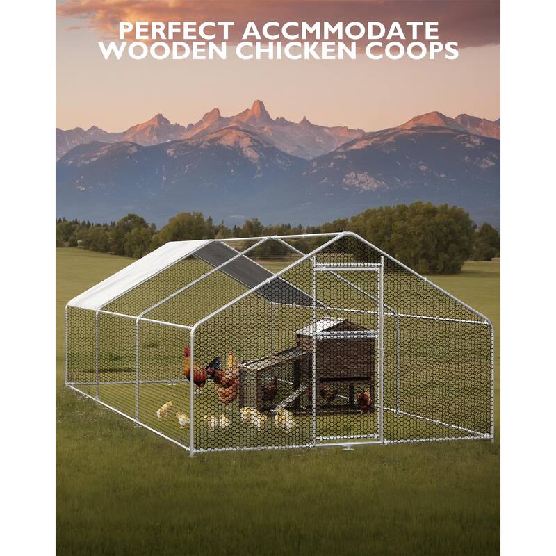 Large Metal Chicken Coop Outdoor Walk-in Poultry Cage