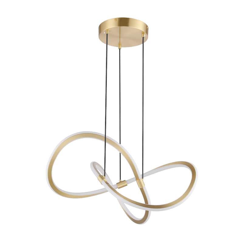 Nordic Swirl Pendant LED Chandelier with Gold Finish| Modern 56W White Gold Iron Aluminum Design