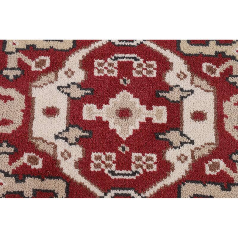 Red & Ivory Oushak Indian Runner Rug Hand-Knotted Wool Carpet - 2'9"x 7'10"