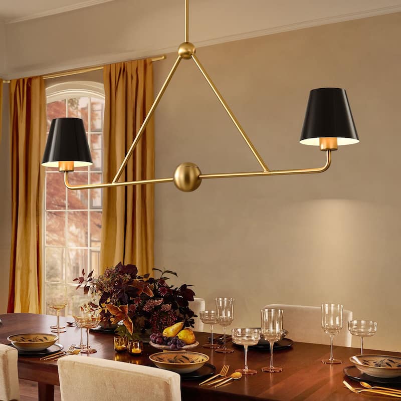 2/6-Light Industrial Vintage Gold and Black Sputnik Cone Large Chandelier for Dining Room