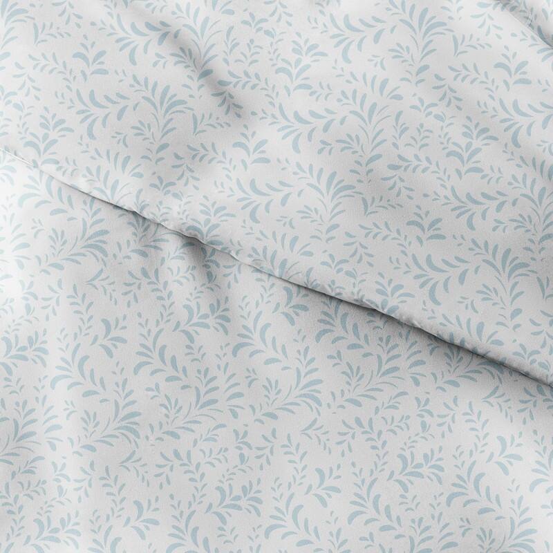 Becky Cameron Oversized 3-piece Printed Duvet Cover Set - Burst Of Vines - Light Blue - Full - Queen