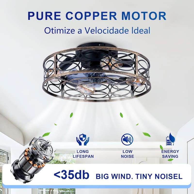 20Inch Farmhouse Ceiling Fans with Remote Control,6 Speed Reversible Flush Mount Low Profile Rustic Ceiling Fan - N/A