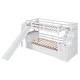 preview thumbnail 10 of 14, Twin over Twin Bunk Bed with Storage Staircase, Slide, Desk with Drawers and Shelves, and Full-Length Guardrails, White