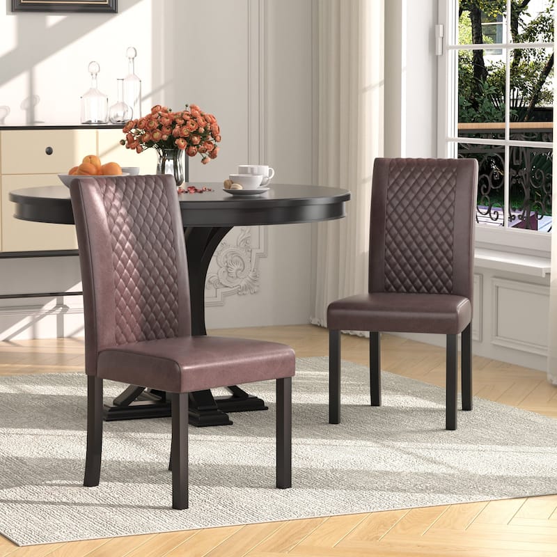 VECELO Upholstered Dining Chairs Set of 2/4/6 Parson Classic Upholstered Dining Chair Modern Parson Chairs - Set of 2 - Brown