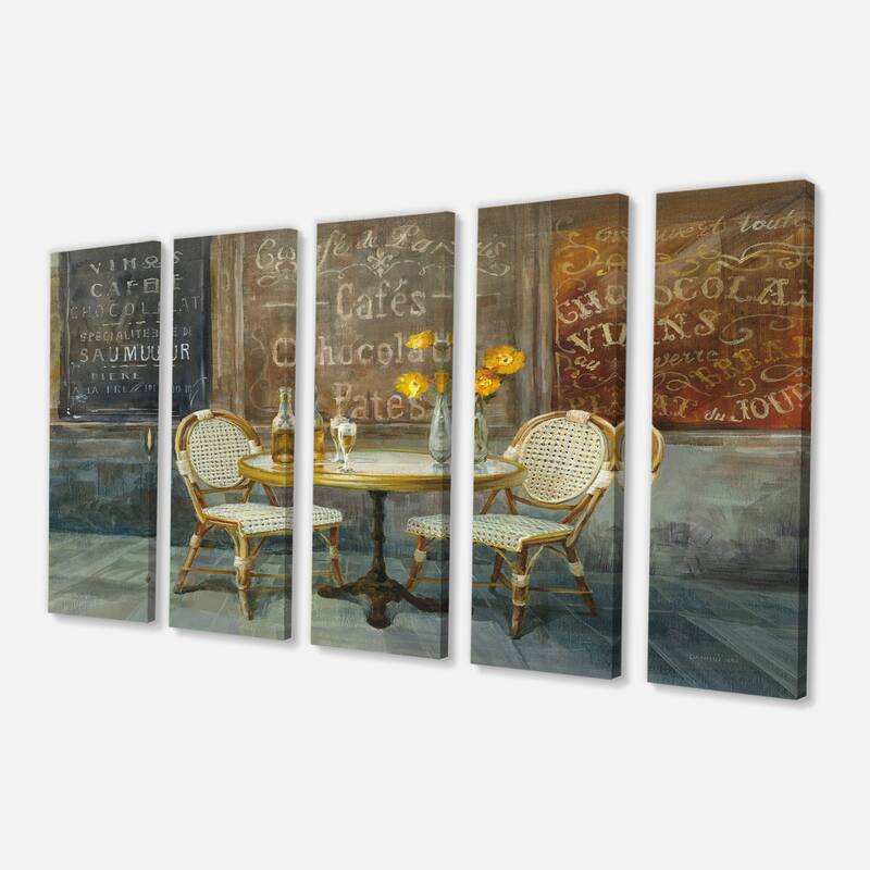 Designart "French Cafe" Traditional Canvas Artwork Print